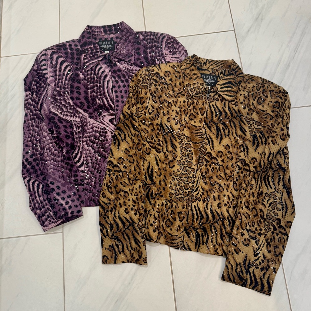 Lot of (2) Women’s Vintage Sequin Zippered Jackets Size M